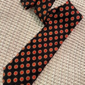 Stefano Ricci Black Tie with Red Poker Chip Pattern